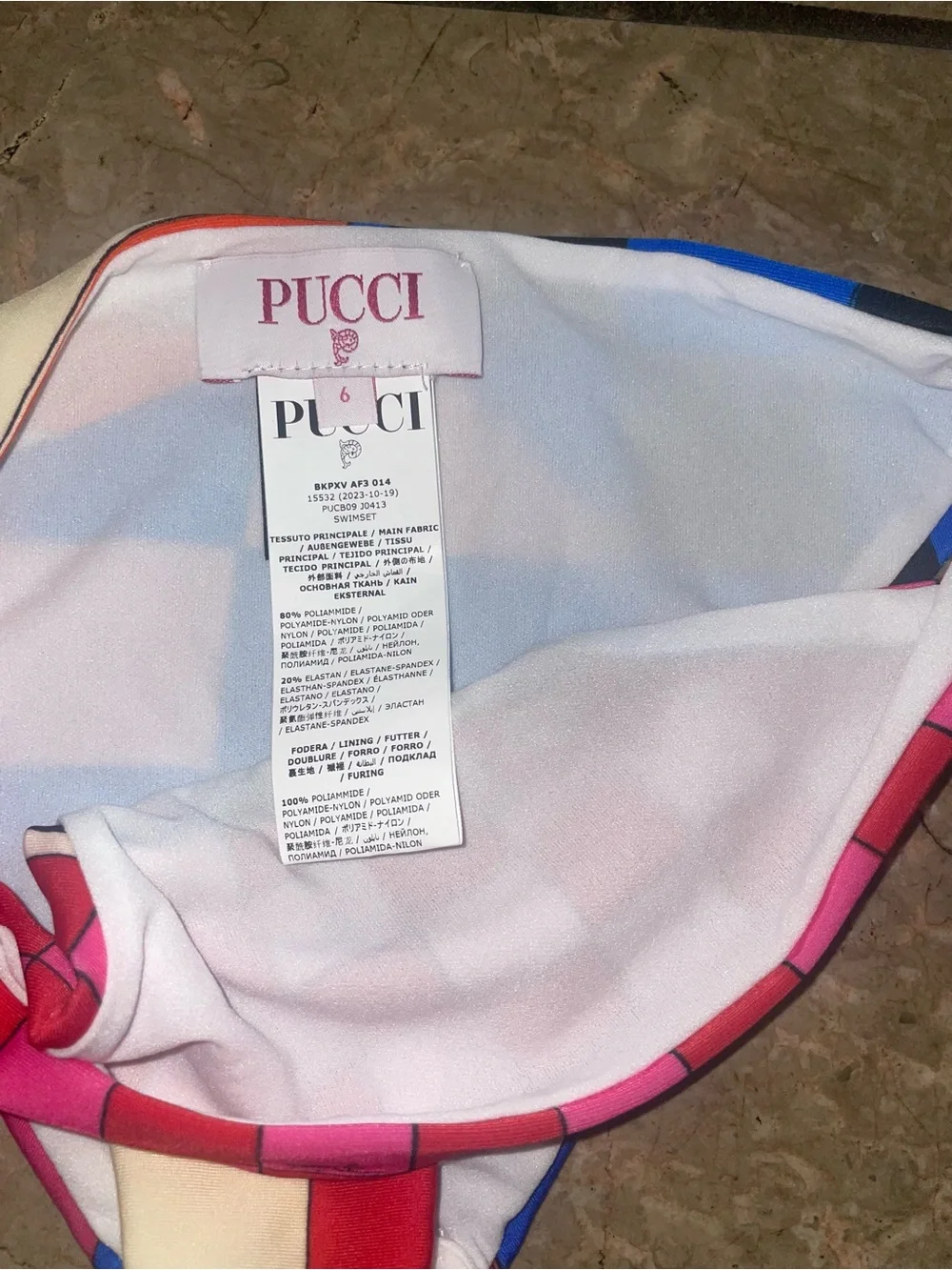 New! Emilio Pucci Kids Girls Pink Red Checkerboard Bikini Swim Bottom ❤️ 6Y